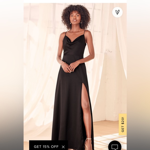 Lulus Dresses & Skirts - Formal Invitation Black Satin Cowl Neck Lulus Dress NEW